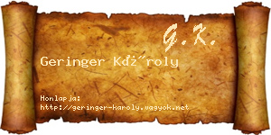 Geringer Károly névjegykártya
