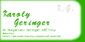 karoly geringer business card
